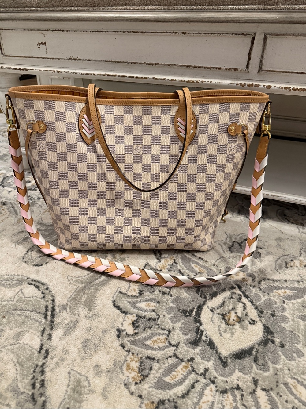 Louis Vuitton Damier Azur Braided Neverfull MM Orange